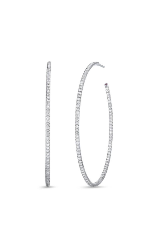 ROBERTO COIN 18K White Gold XXLarge Inside Outside Open Diamond Hoop Earrings