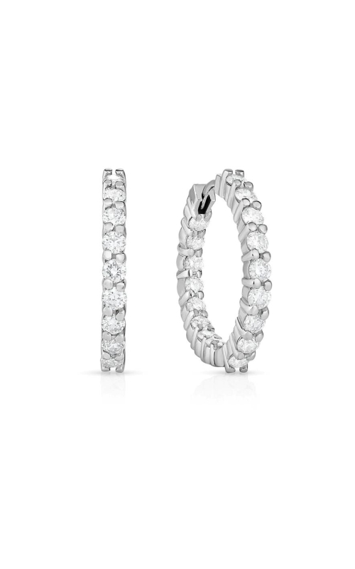 ROBERTO COIN 18K White Gold Small Inside Outside The Perfect Diamond Hoop Earrings