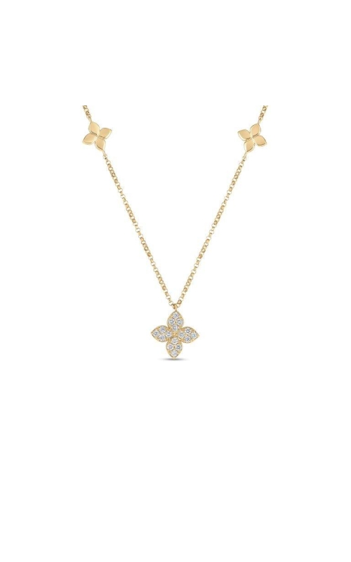 ROBERTO COIN 18K Yellow Gold Love by the inch Diamond & Polished Flower Station Necklace