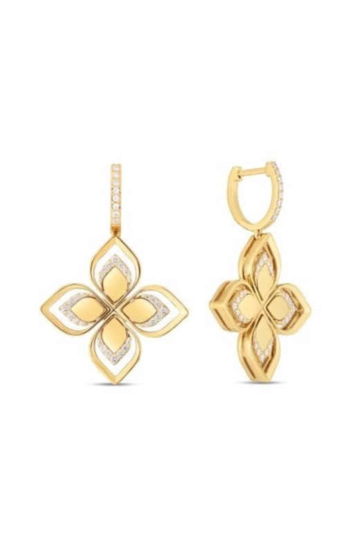 ROBERTO COIN 18K Yellow Gold Venetian Princess Open Frame Diamond Flower Earrings