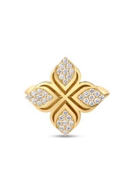 ROBERTO COIN 18K Yellow Gold Arabesque Pave Diamond Flower Ring