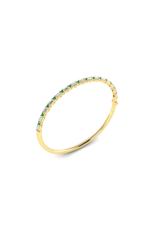 VLORA Adella Diamond Baguette and Emerald Hinged Bangle