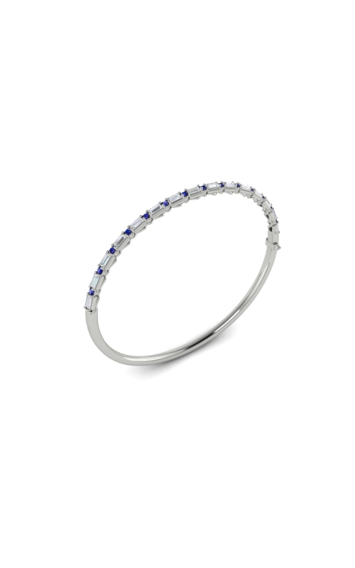 VLORA Adella Diamond Baguette and Blue Sapphire Hinged Bangle